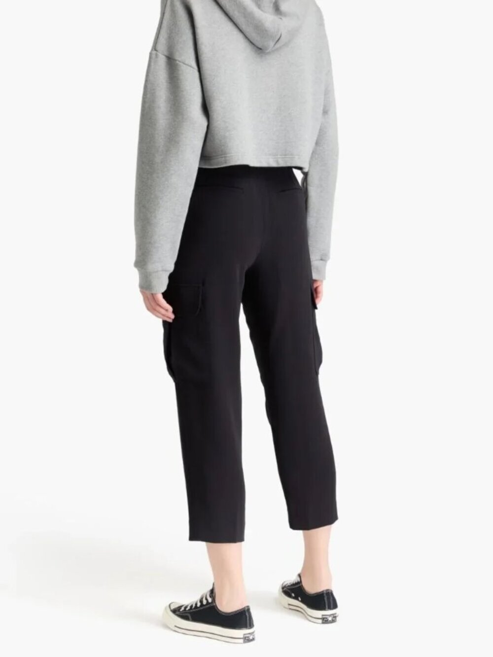 New Frame high rise crepe straight leg relaxed ankle cropped cargo trouser pants - Picture 2 of 11